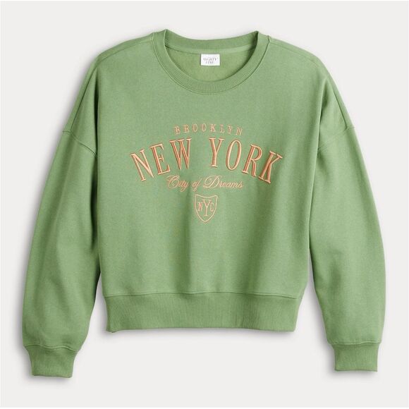 NEW! Brooklyn New York Size Large City Of Dreams Green Sweater by Mighty Fine - Picture 1 of 7